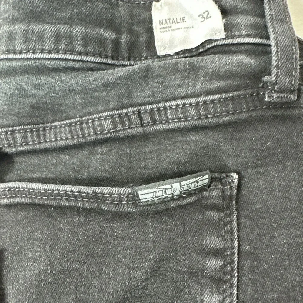 Hudson Jeans‎ Women's 32 Black Natalie Super Skinny Mid Rise Stretch Ankle